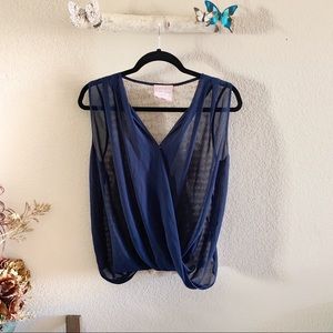 Romeo & Juliet Couture Blue Draped Blouse